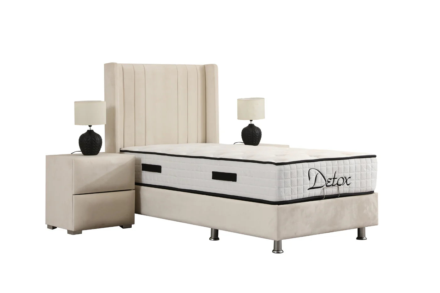 Lit Coffre 1 Place ALMA BLANC CASSÉ - Velours