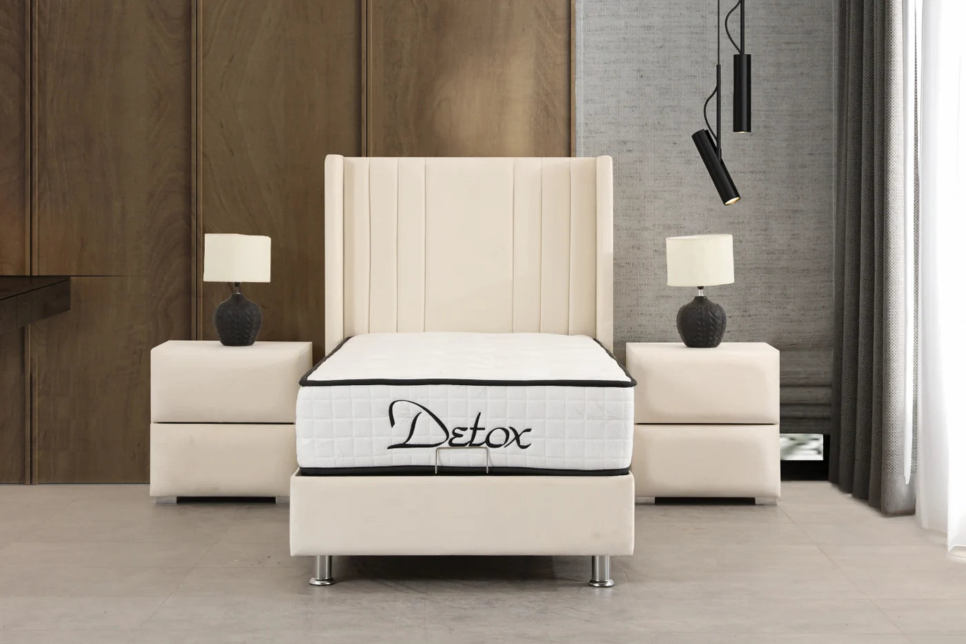 Lit Coffre 1 Place ALMA BLANC CASSÉ - Velours