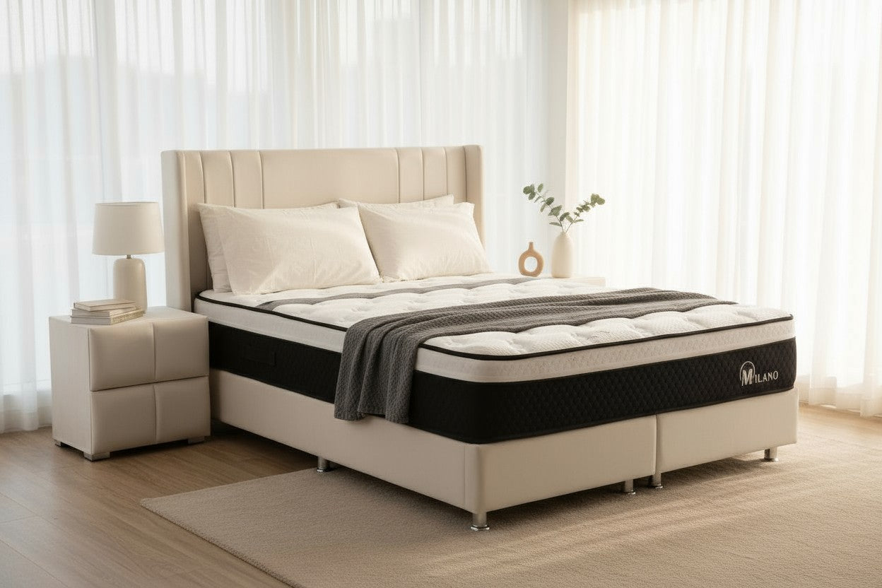 Lit Coffre ALMA BEIGE - Velours