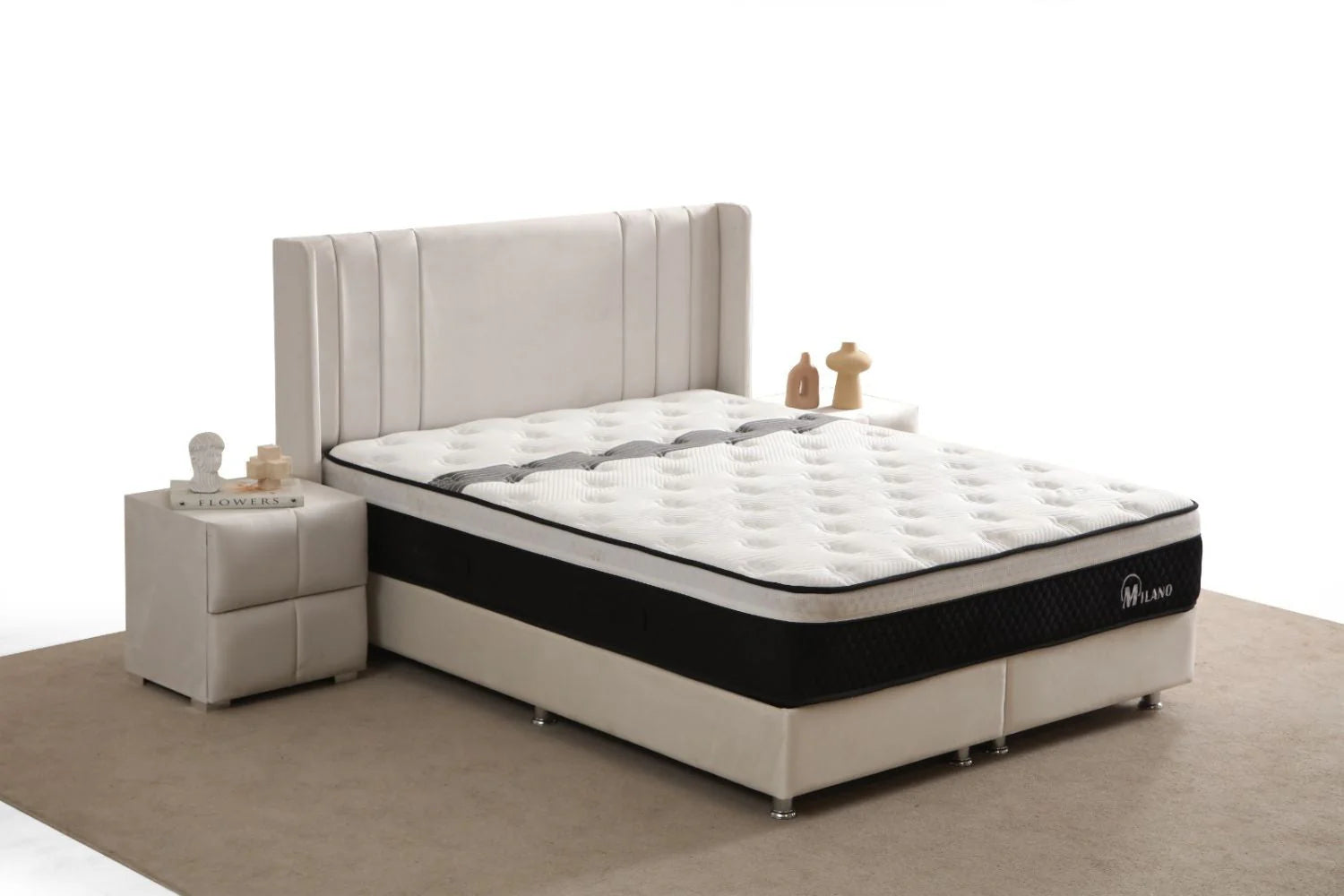 Lit Coffre ALMA BEIGE - Velours