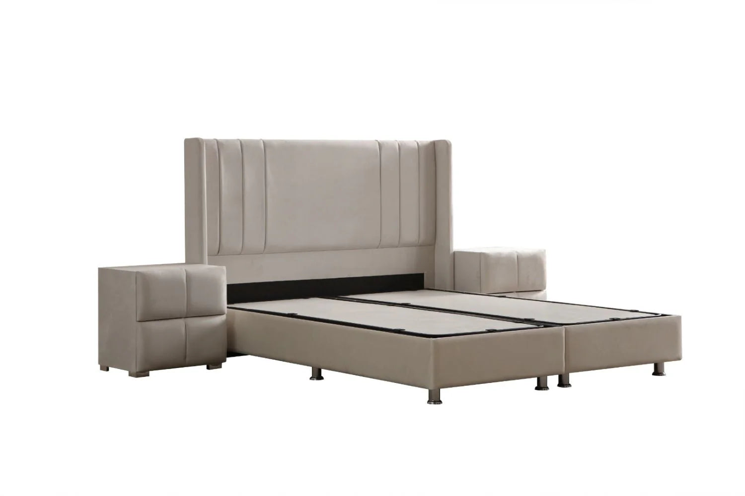 Lit Coffre ALMA BEIGE - Velours
