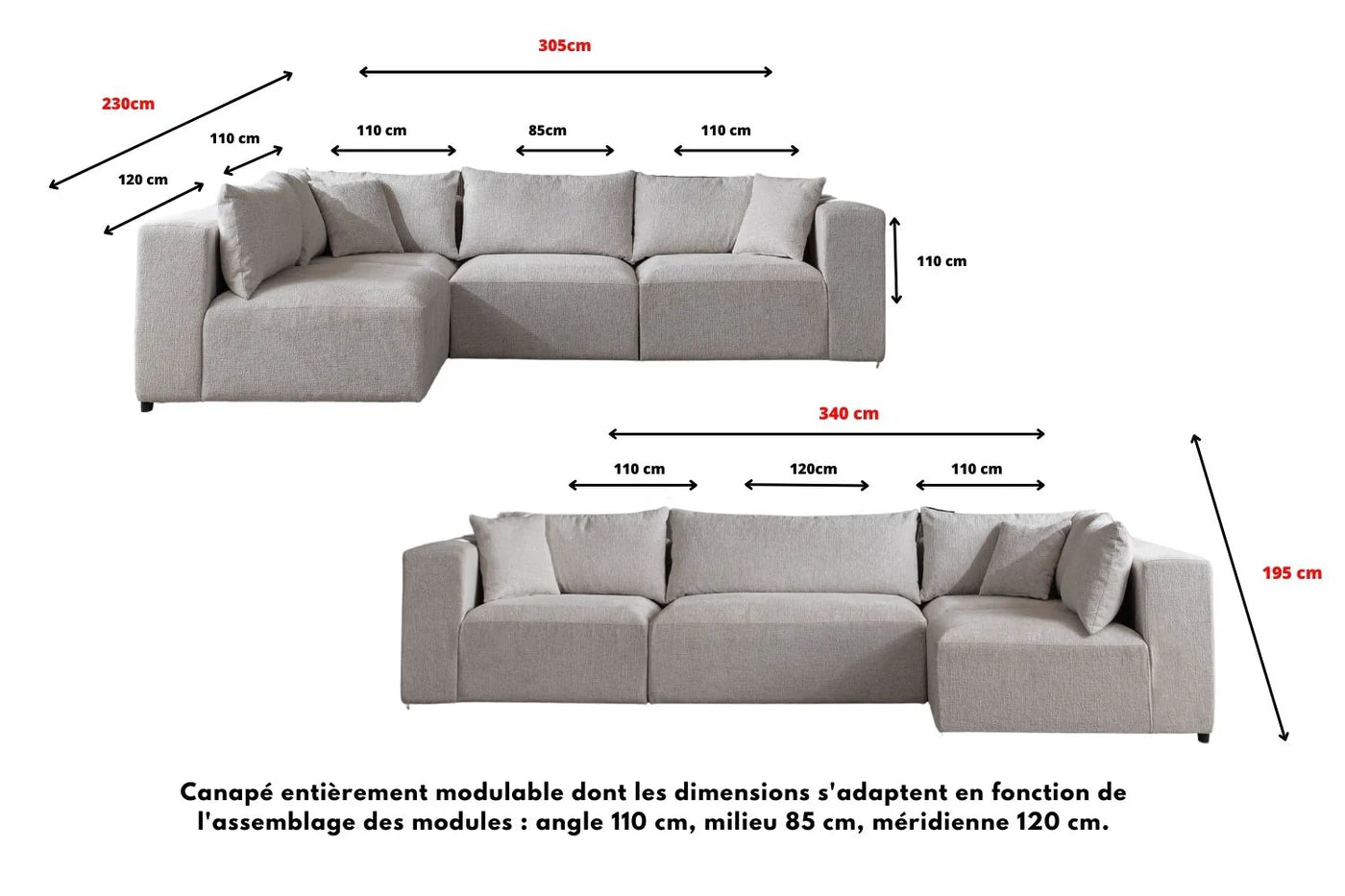 Canapé Modulable Azra Chenille