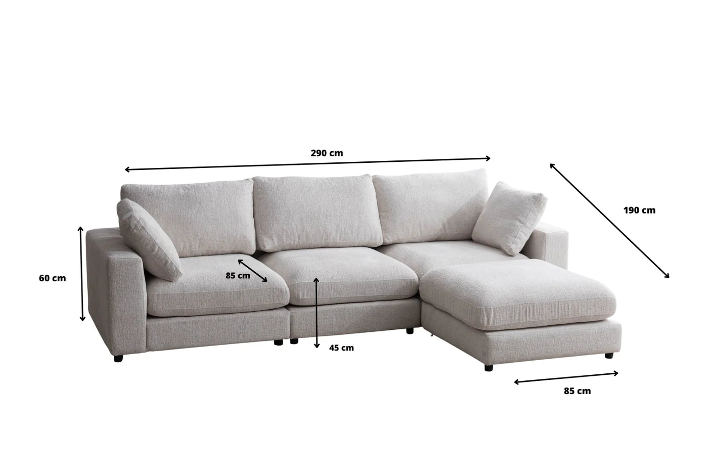 Canapé Modulable Julia Chenille 3+1 Pouf