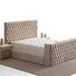 Lit Coffre TV Intégré CAPITY BEIGE - Velours