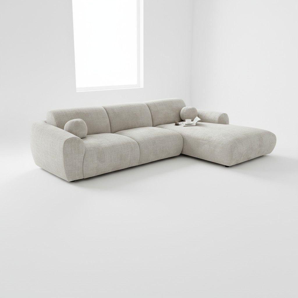 Canapé d'Angle Cloudy Tweed Crème