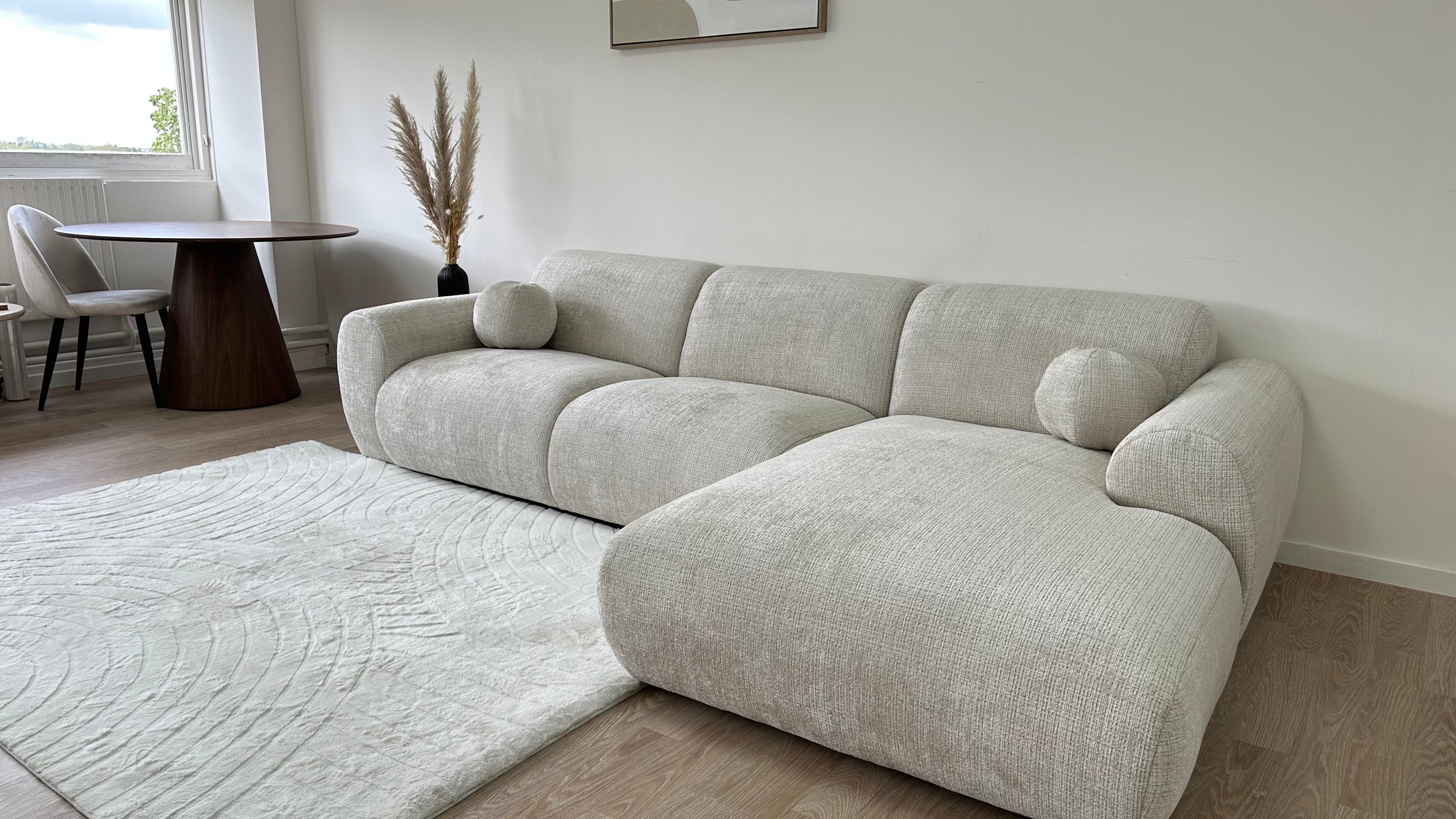 Canapé d'Angle Cloudy Tweed Crème