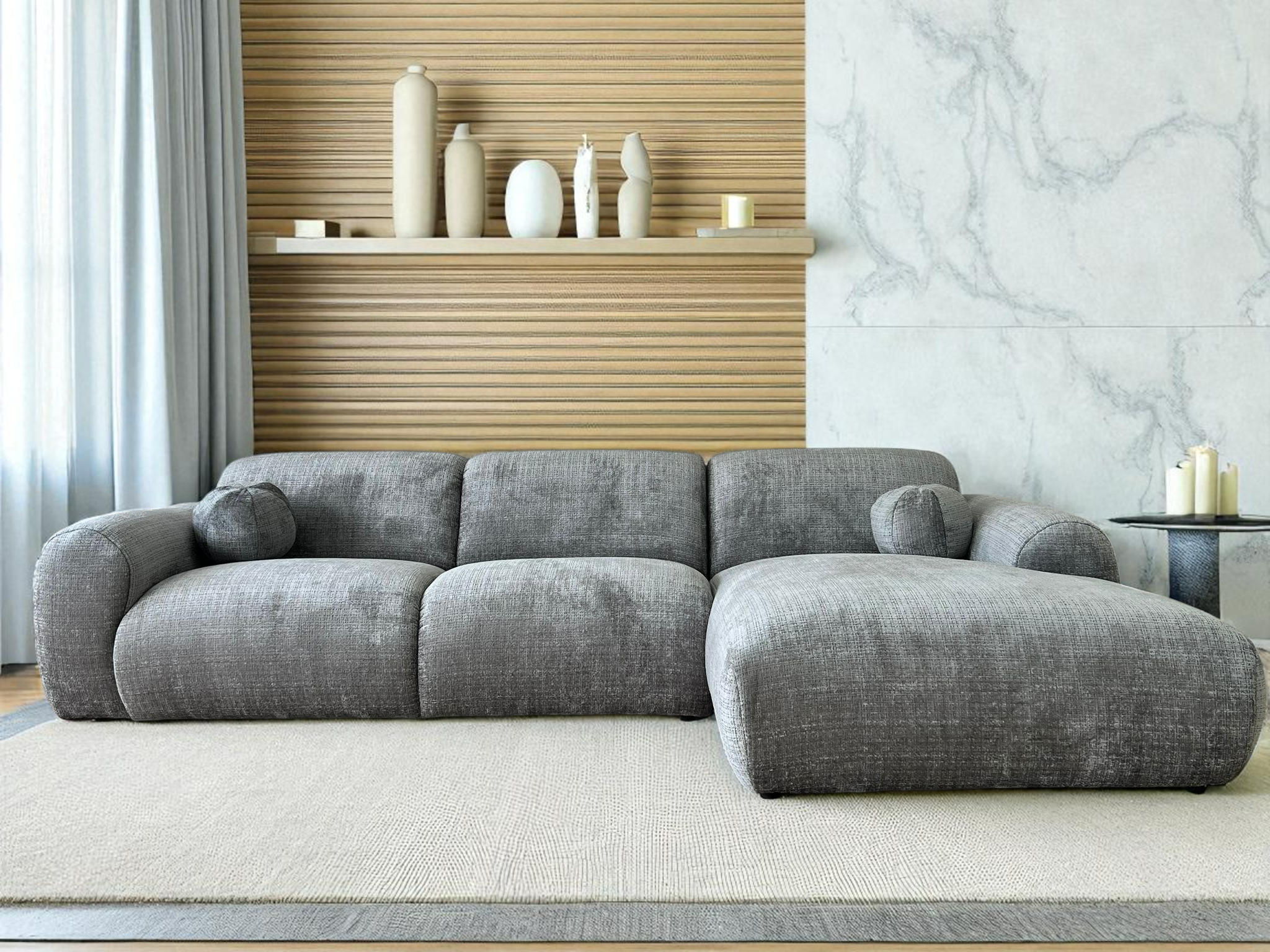 Canapé d'Angle Cloudy Tweed Gris