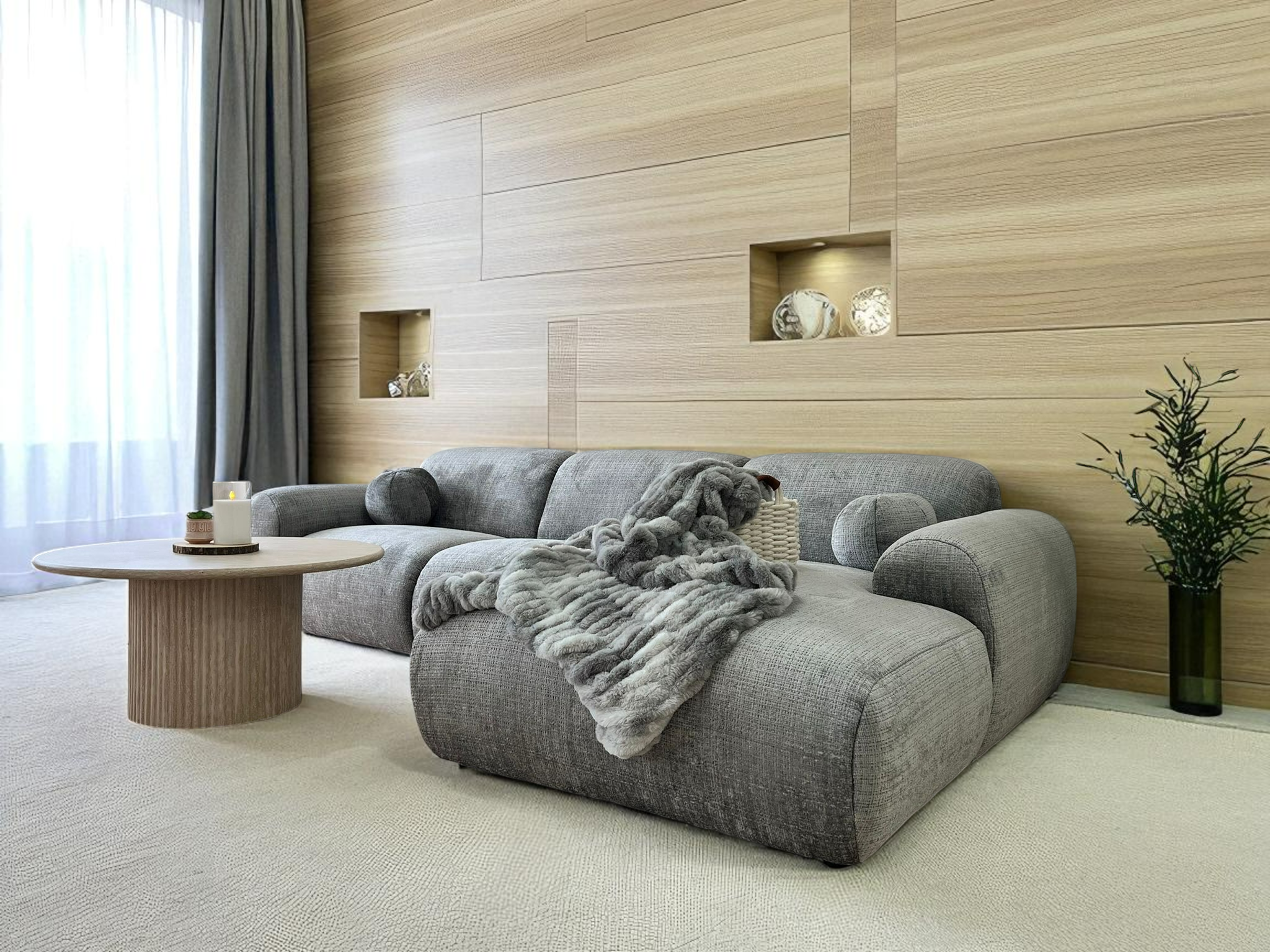 Canapé d'Angle Cloudy Tweed Gris