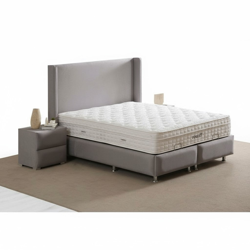 Lit Coffre COCO GRIS - Velours