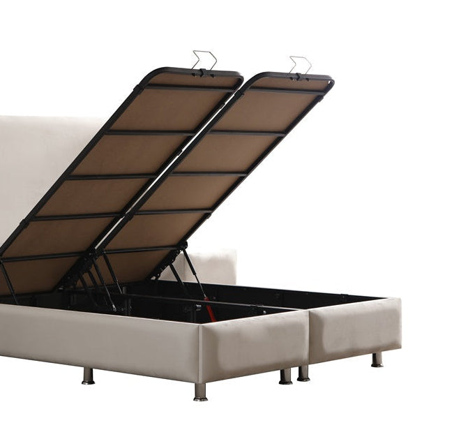 Lit Coffre ALMA BEIGE - Velours