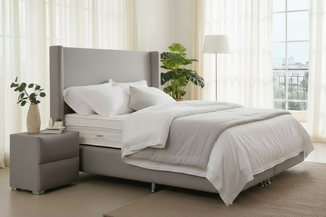 Lit Coffre COCO GRIS - Velours