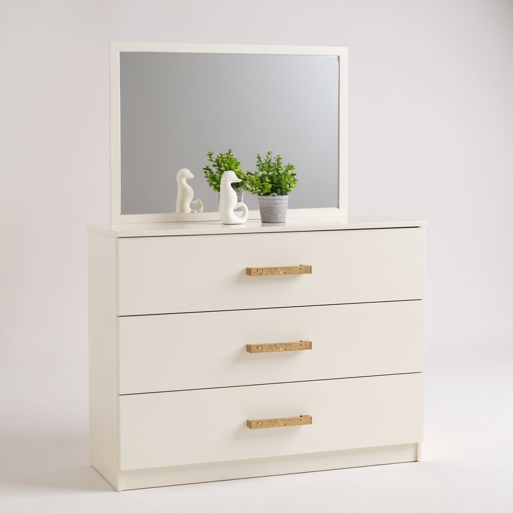 Coiffeuse 3 Tiroirs Gilina Beige