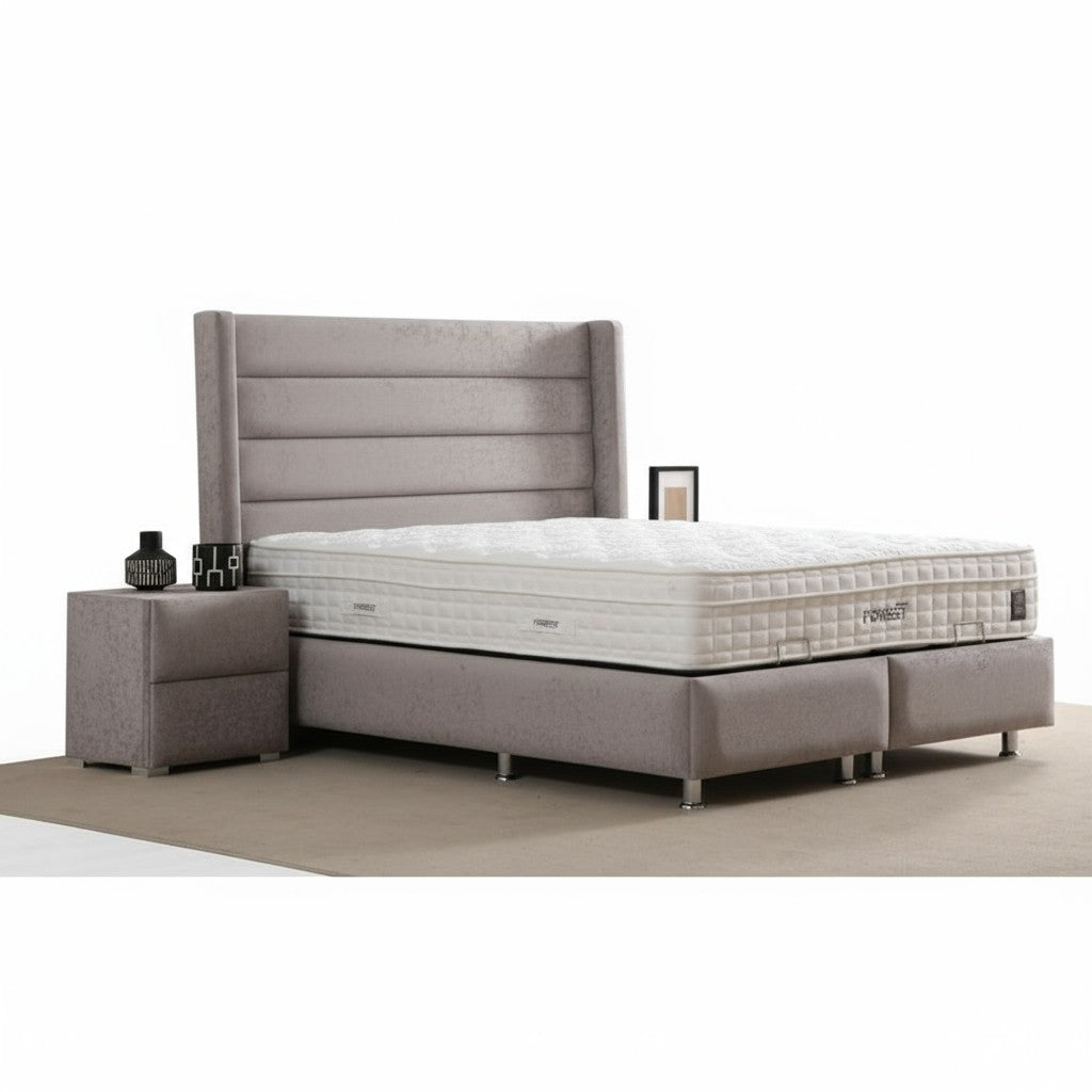 Lit Coffre EDEN GRIS - Velours