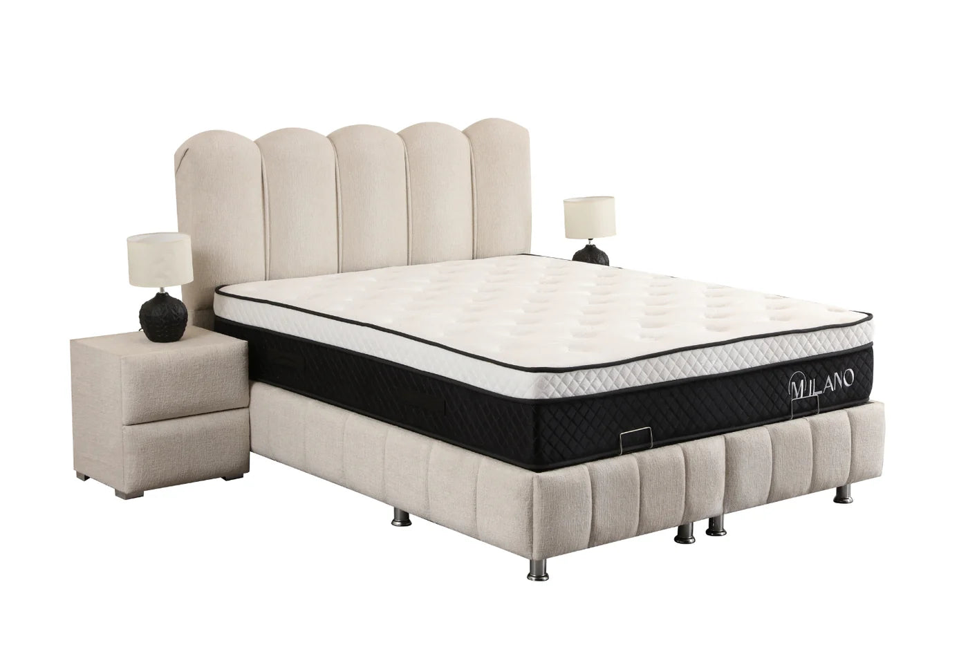 Lit Coffre ÈVE BLANC CASSÉ - Chenille