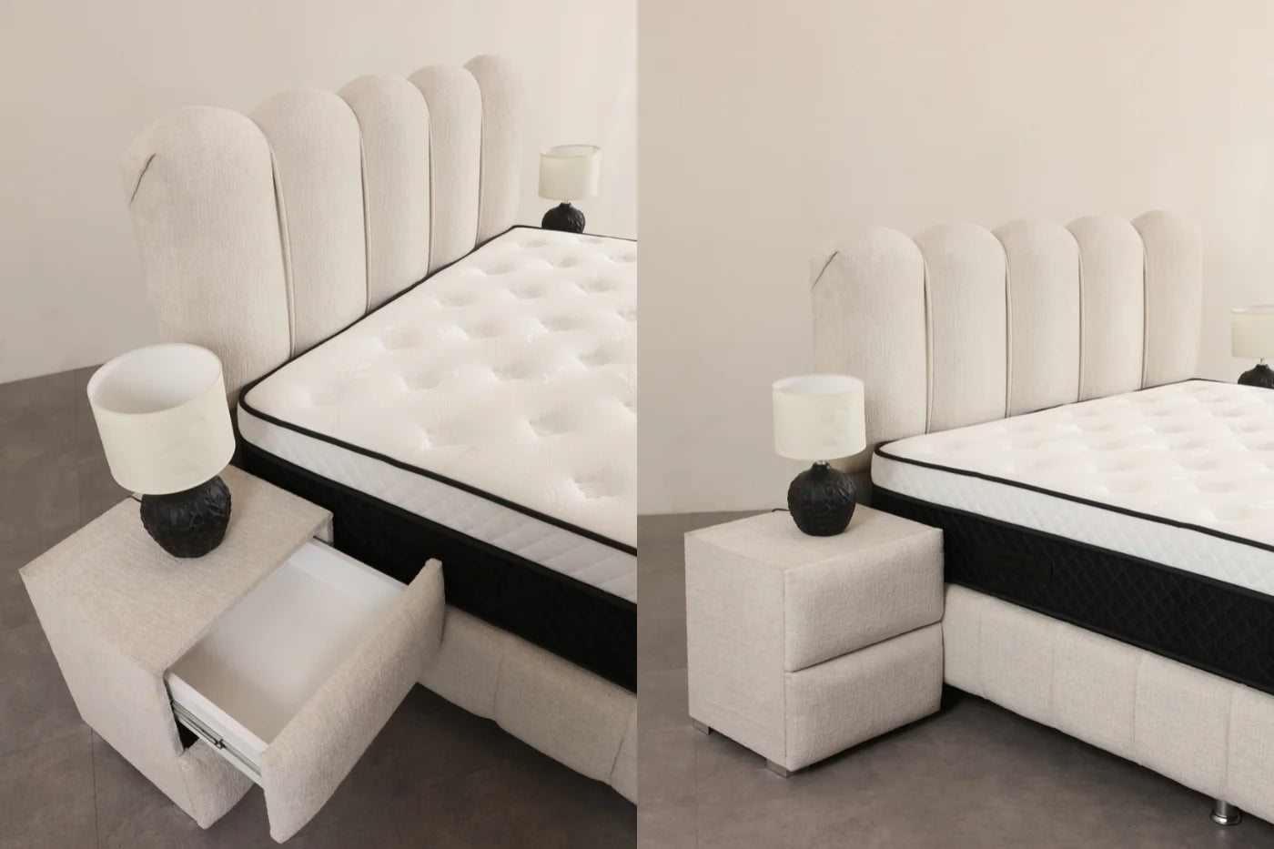 Lit Coffre ÈVE BLANC CASSÉ - Chenille