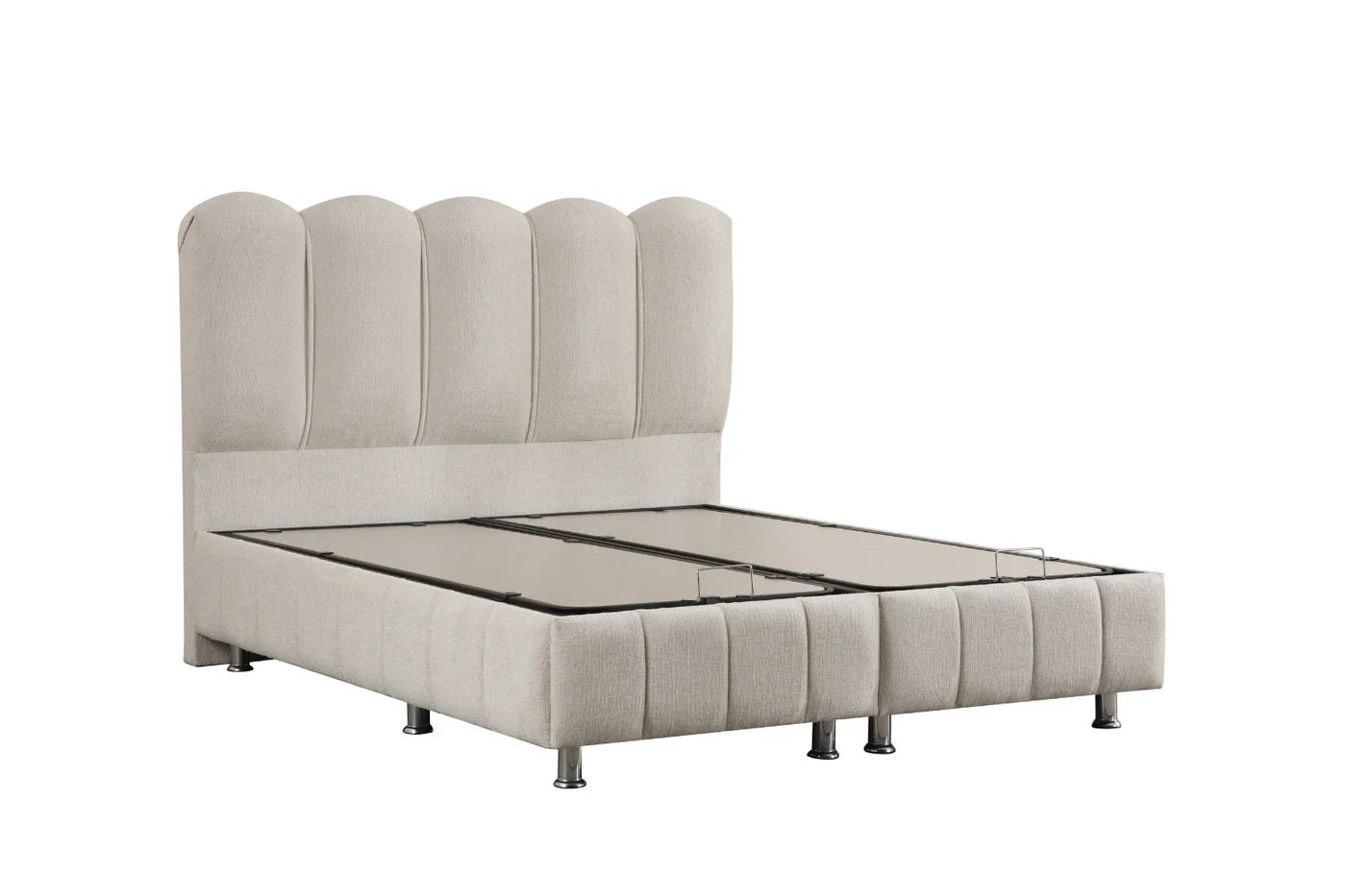 Lit Coffre ÈVE BLANC CASSÉ - Chenille