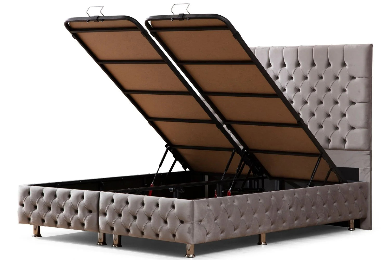 Lit Coffre LAGOS GRIS - Velours