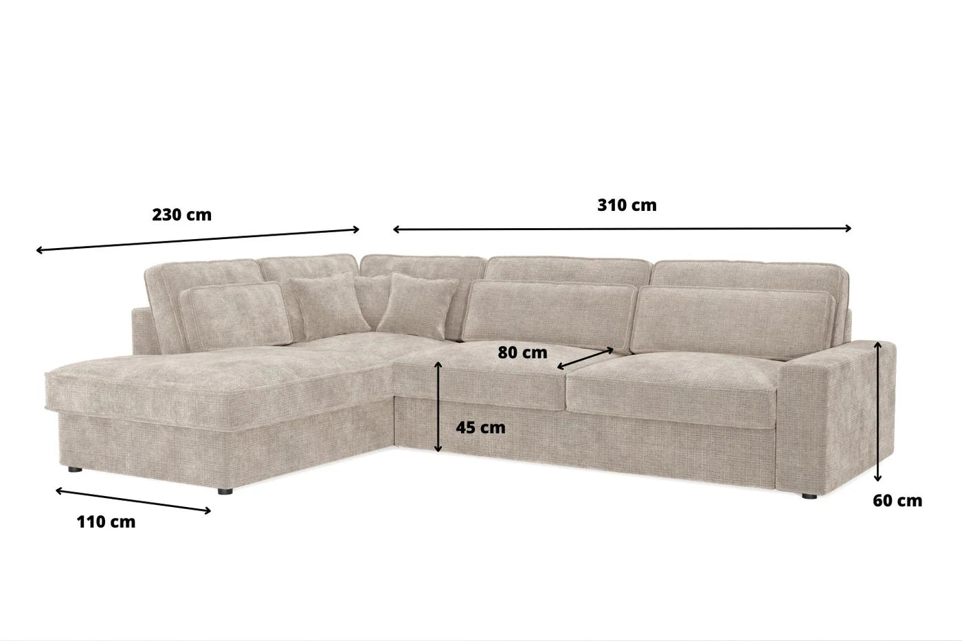 Canapé d'Angle Lexas Tweed Beige