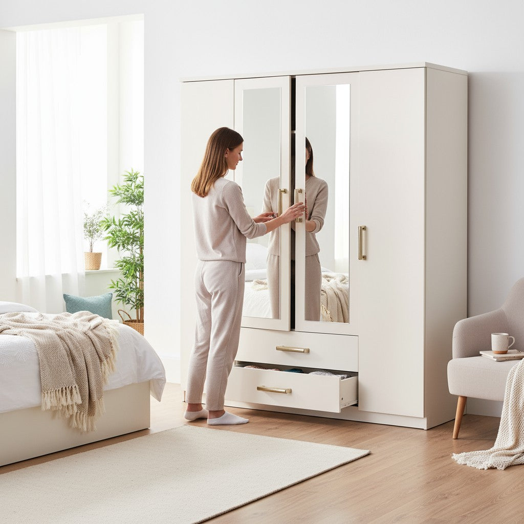 Armoire 4 Portes Gilona Beige