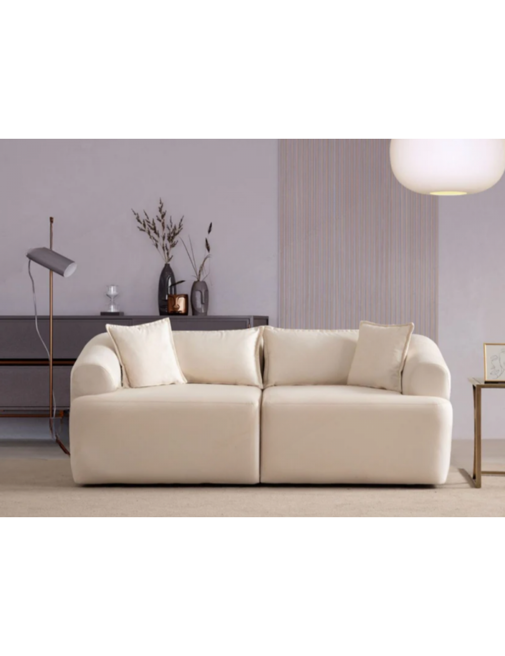 Canapé Modulable Mila Velours Blanc Cassé