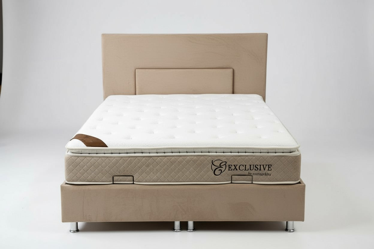 Lit Coffre NEVA BEIGE - Velours