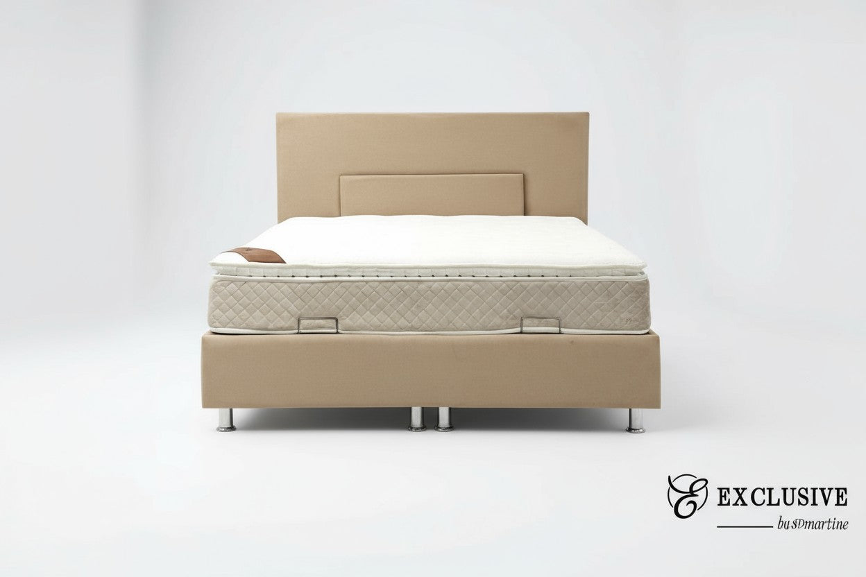 Lit Coffre NEVA BEIGE - Velours