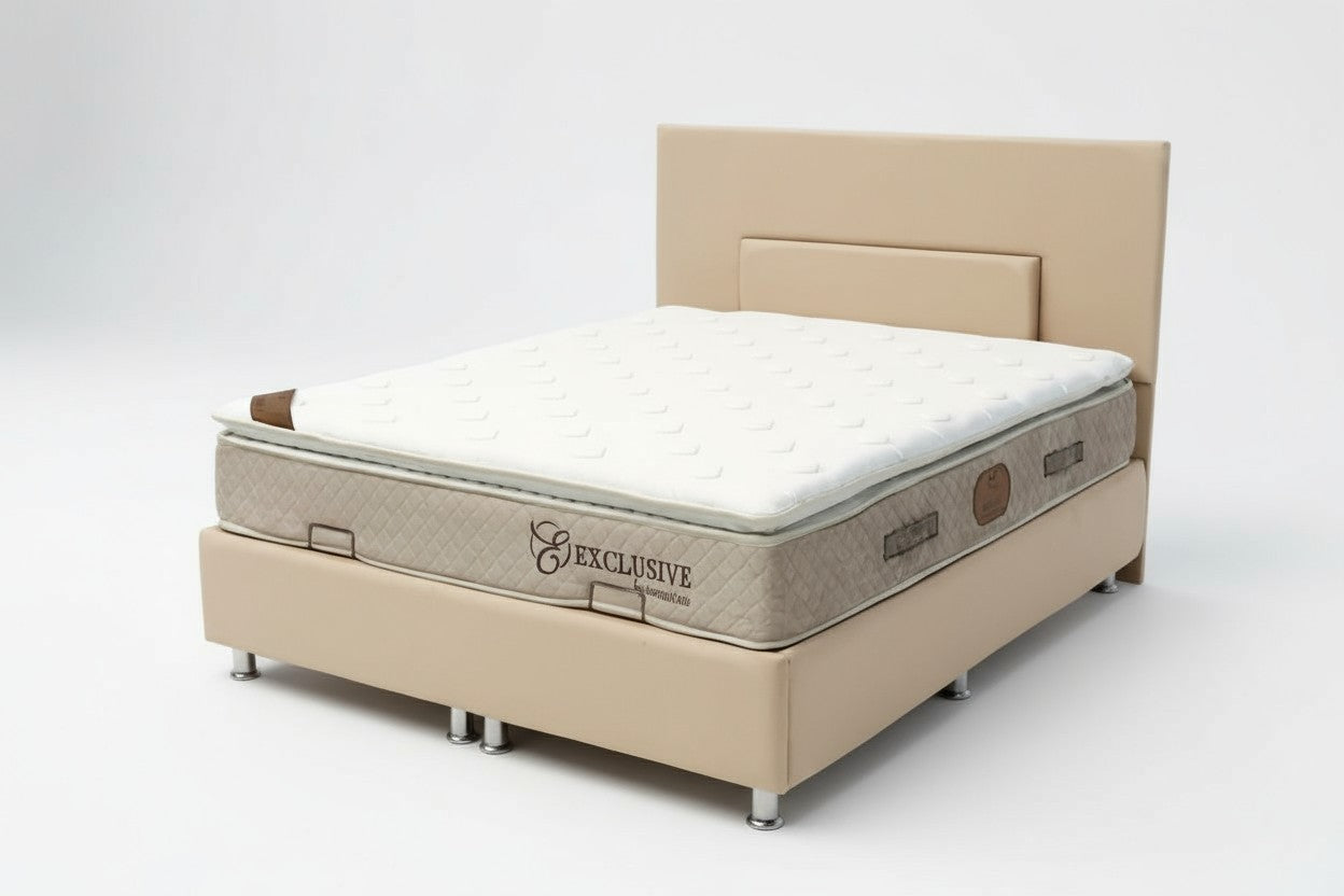 Lit Coffre NEVA BEIGE - Velours