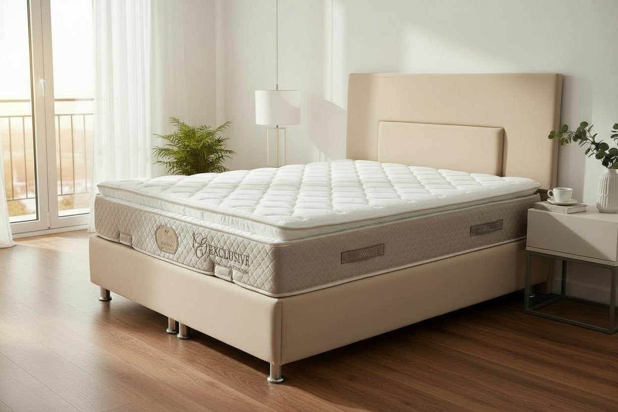 Lit Coffre NEVA BEIGE - Velours