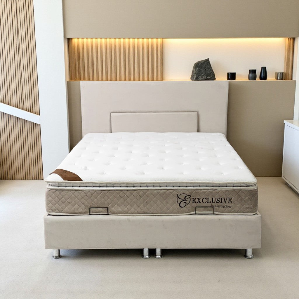 Lit Coffre NEVA BLANC CASSÉ - Velours