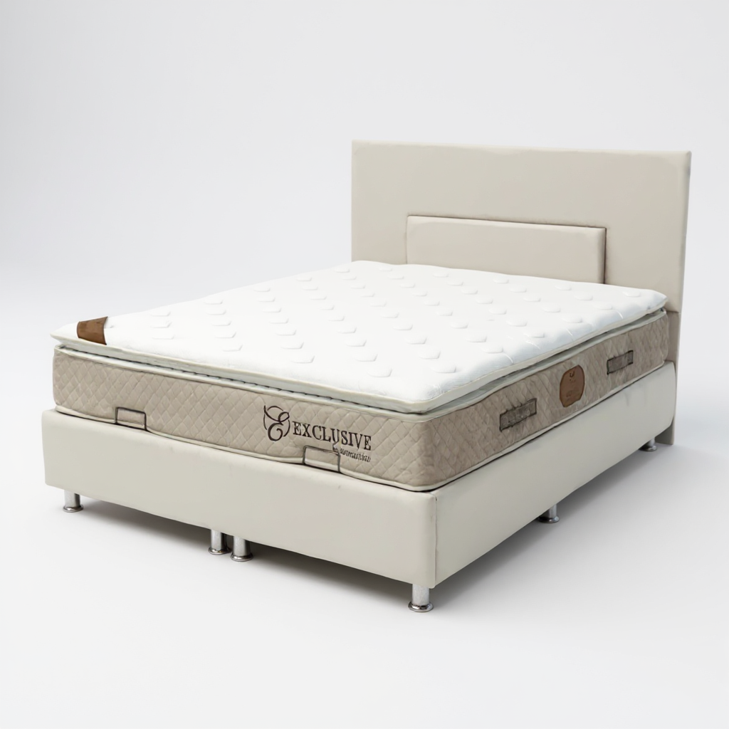 Lit Coffre NEVA BLANC CASSÉ - Velours