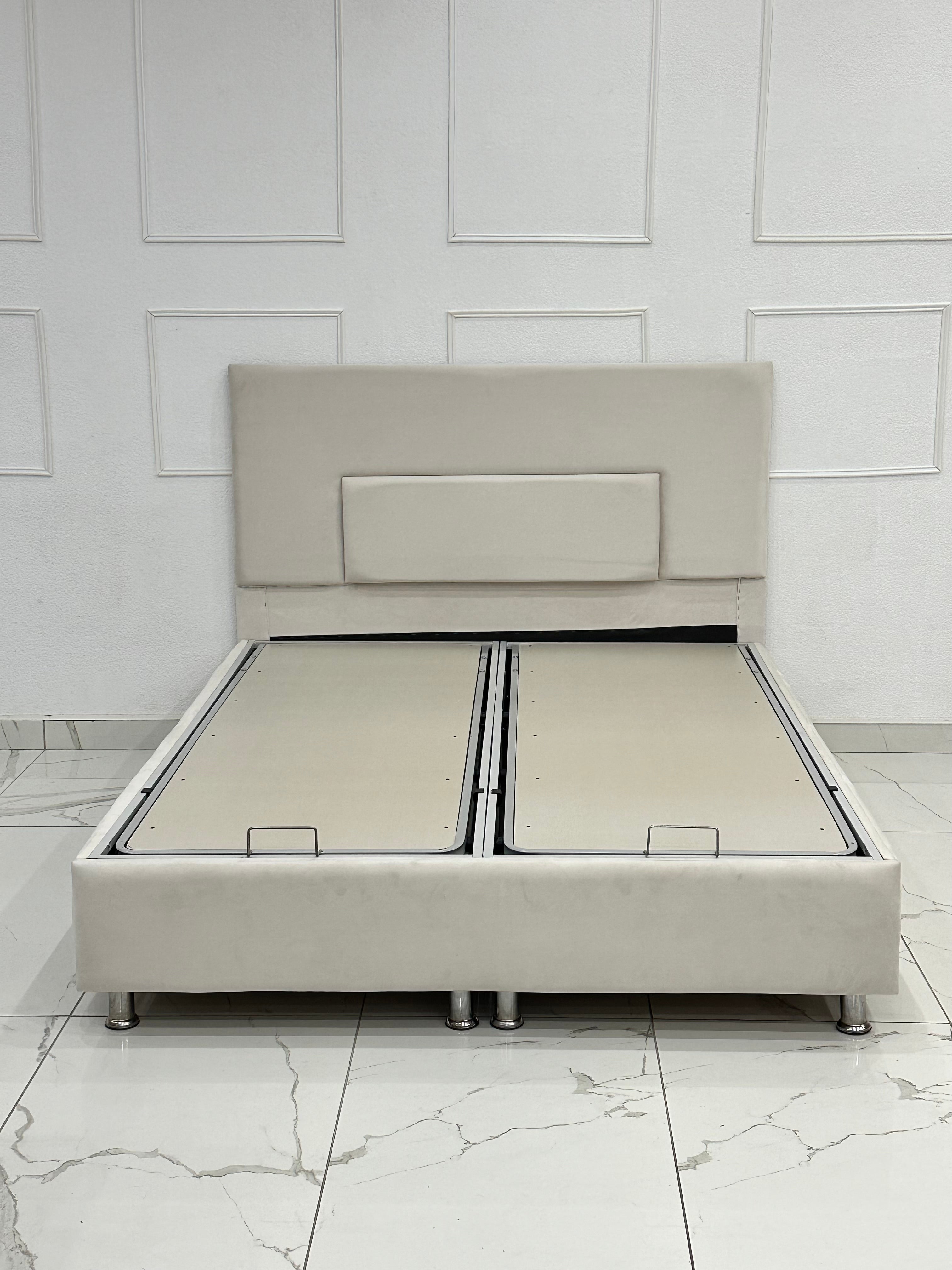 Lit Coffre NEVA BLANC CASSÉ - Velours