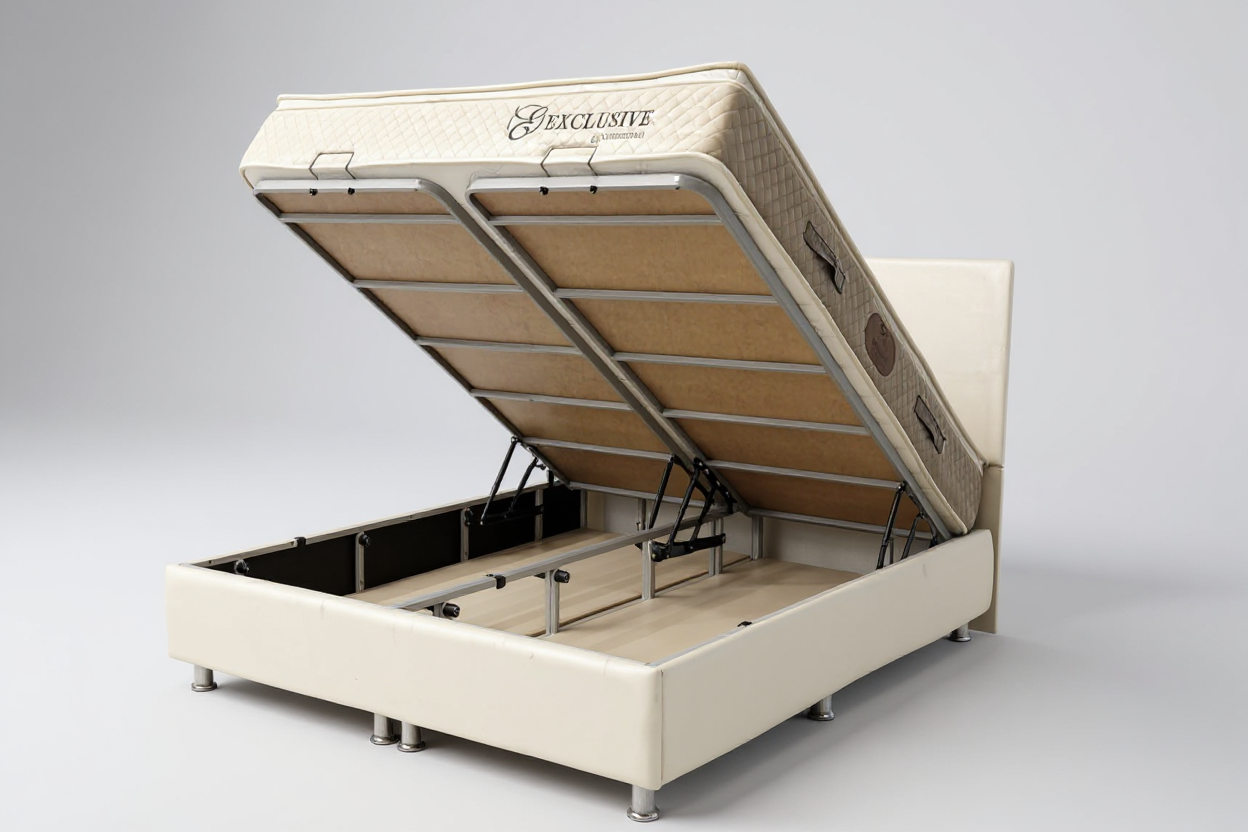 Lit Coffre NEVA BLANC CASSÉ - Velours