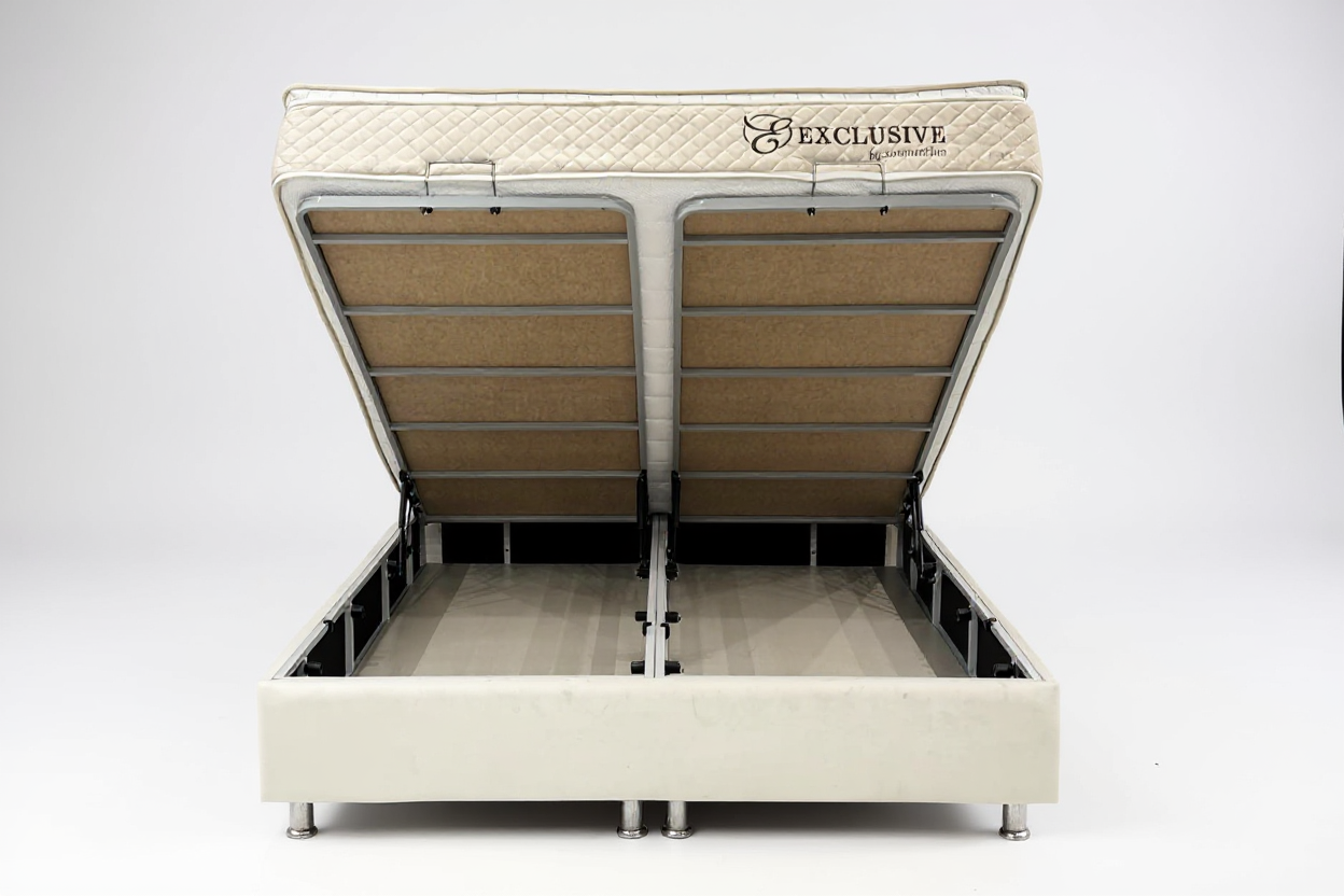 Lit Coffre NEVA BLANC CASSÉ - Velours