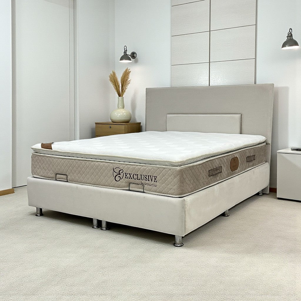 Lit Coffre NEVA BLANC CASSÉ - Velours