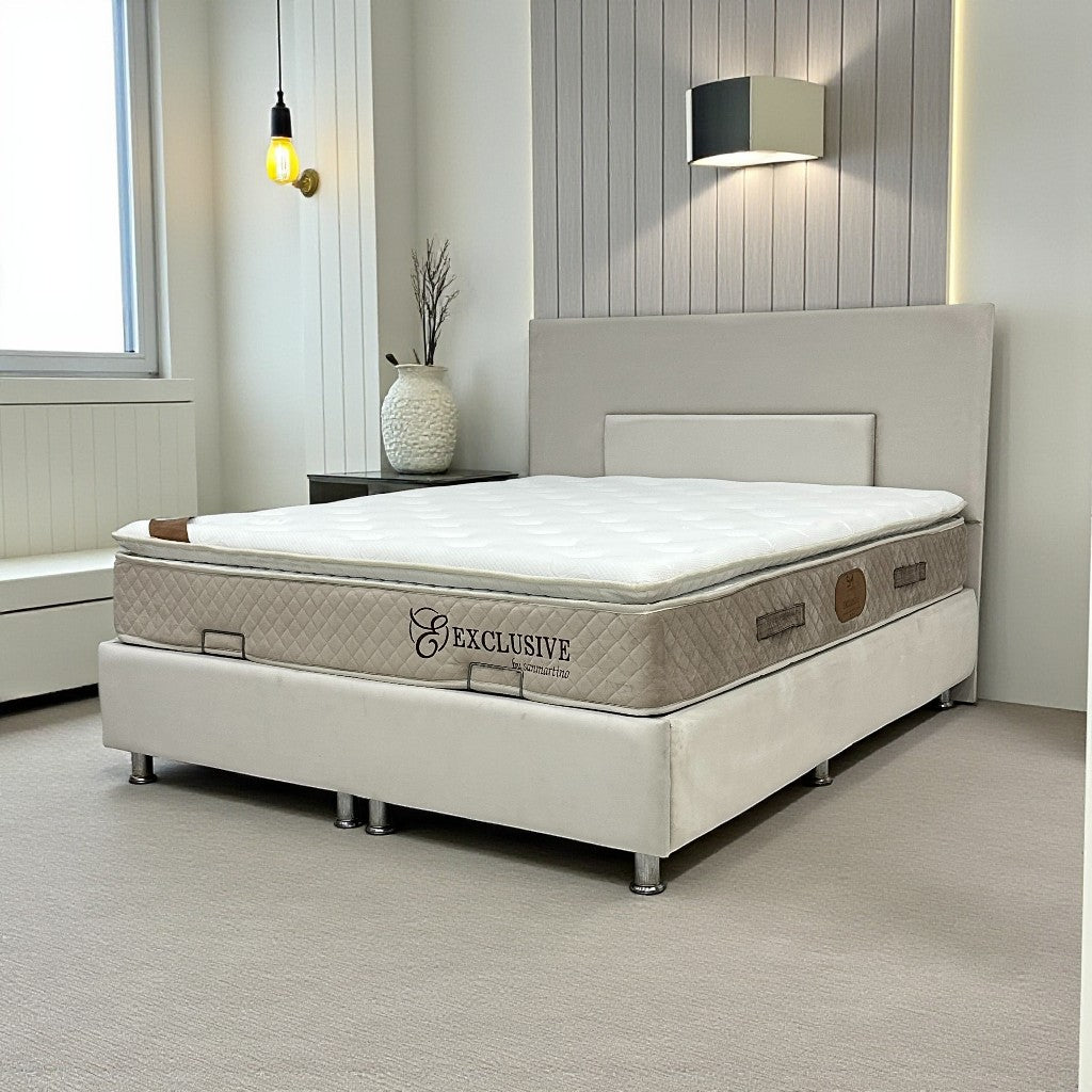 Lit Coffre NEVA BLANC CASSÉ - Velours