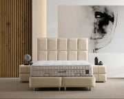 Lit Coffre NOVITA BEIGE - Velours