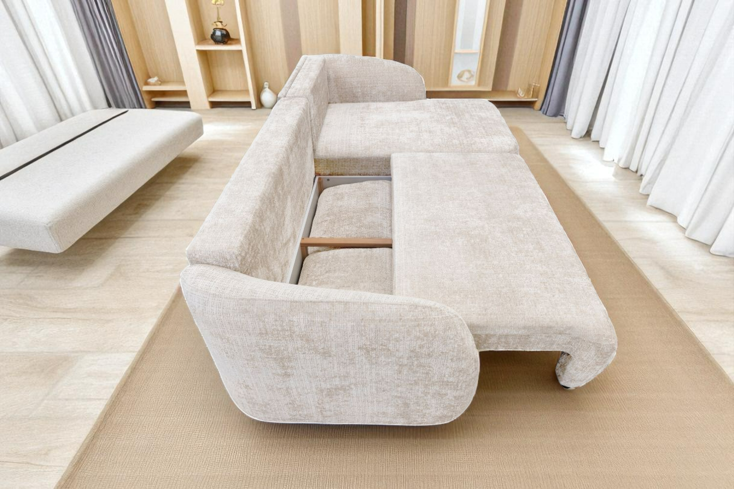 Canapé d'Angle Porty Tweed Crème