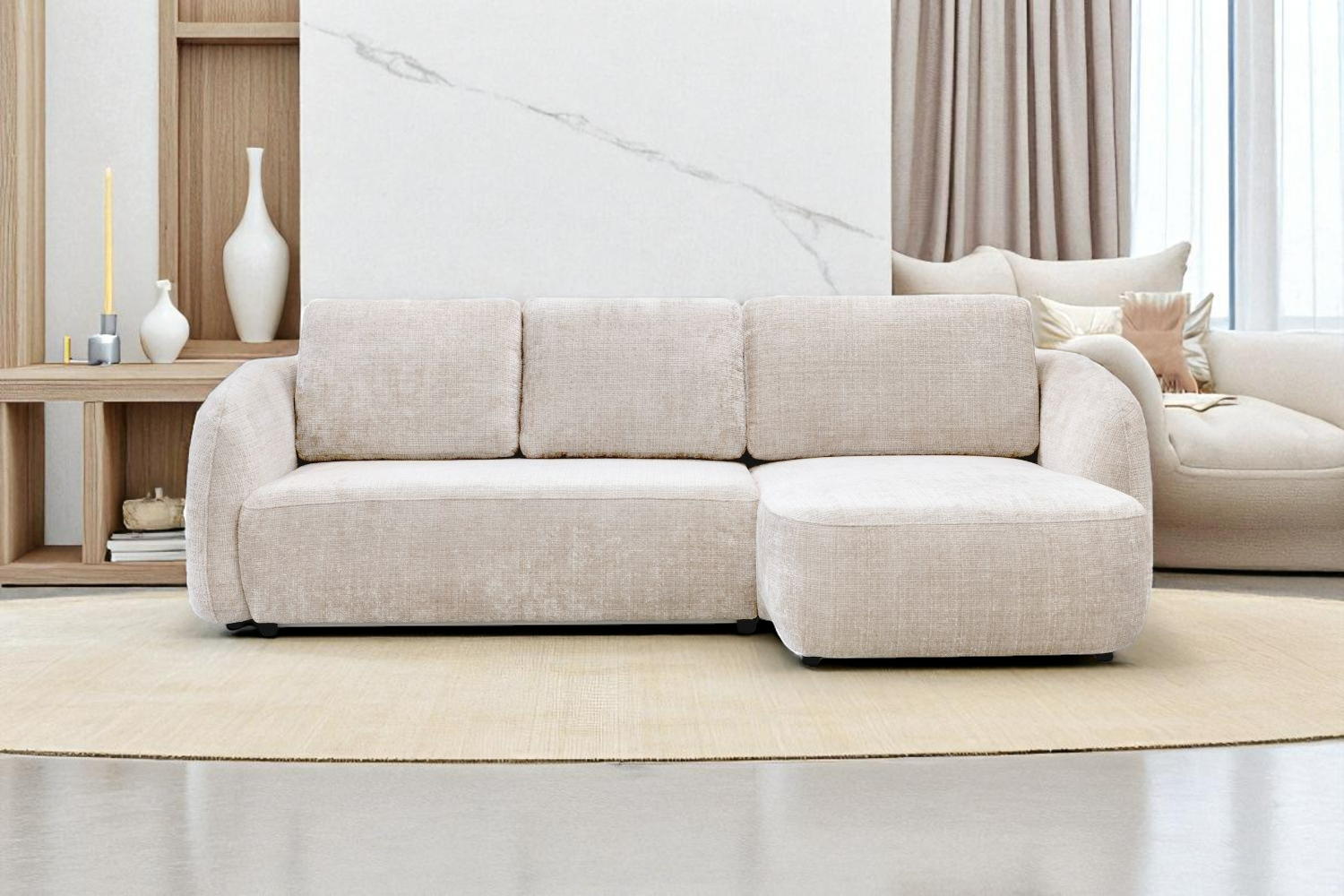 Canapé d'Angle Porty Tweed Crème