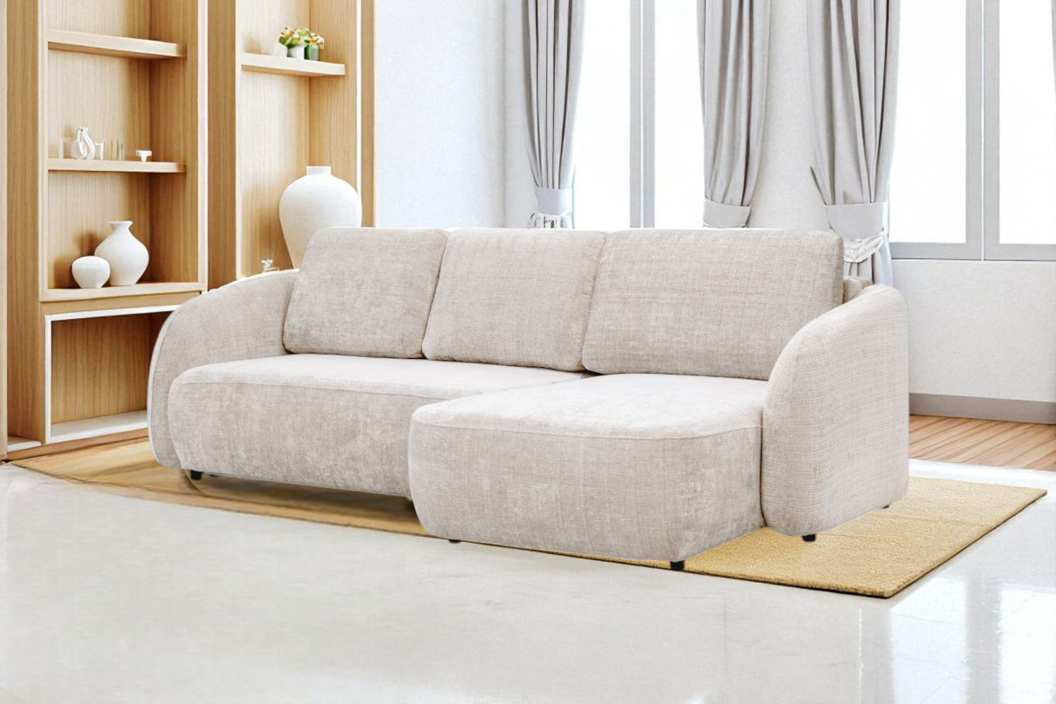 Canapé d'Angle Porty Tweed Crème