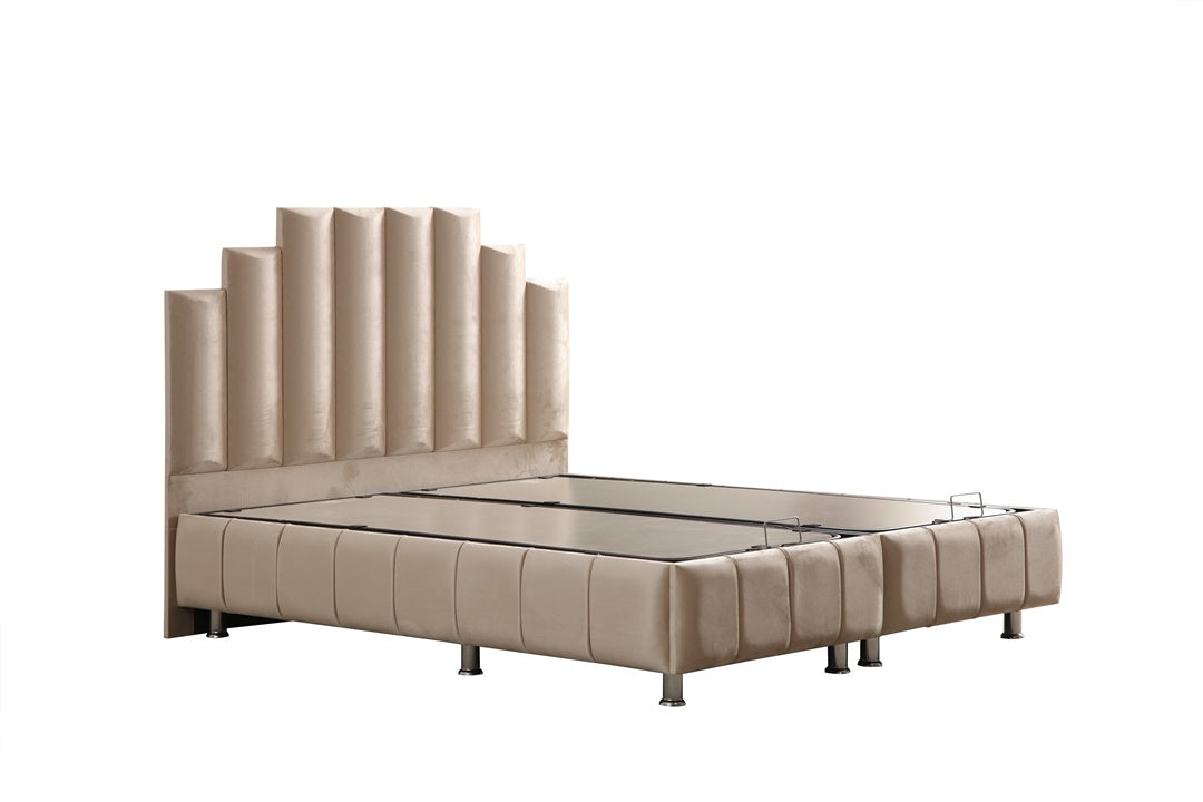 Lit Coffre POLO BEIGE - Velours