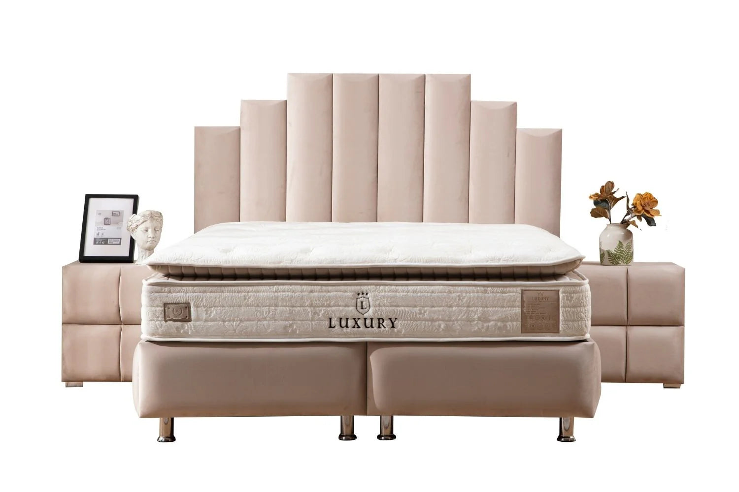 Lit Coffre POLO BEIGE - Velours