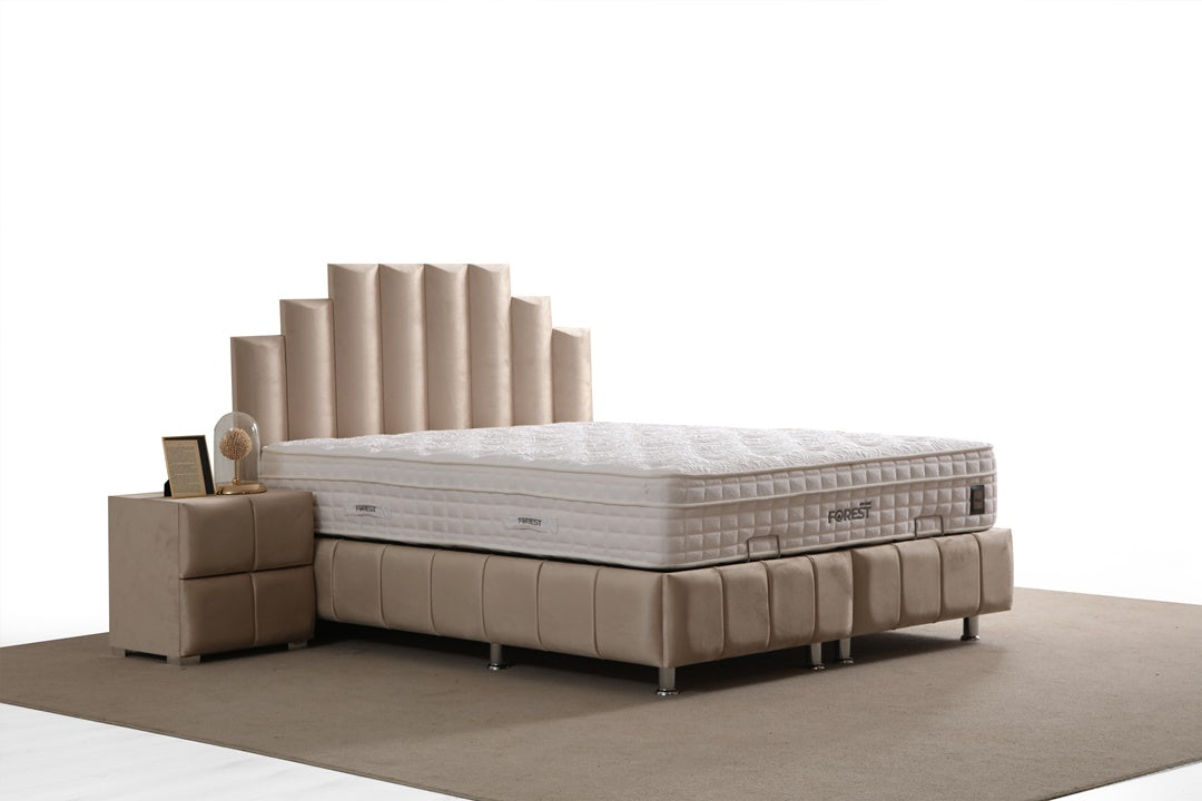 Lit Coffre POLO BEIGE - Velours