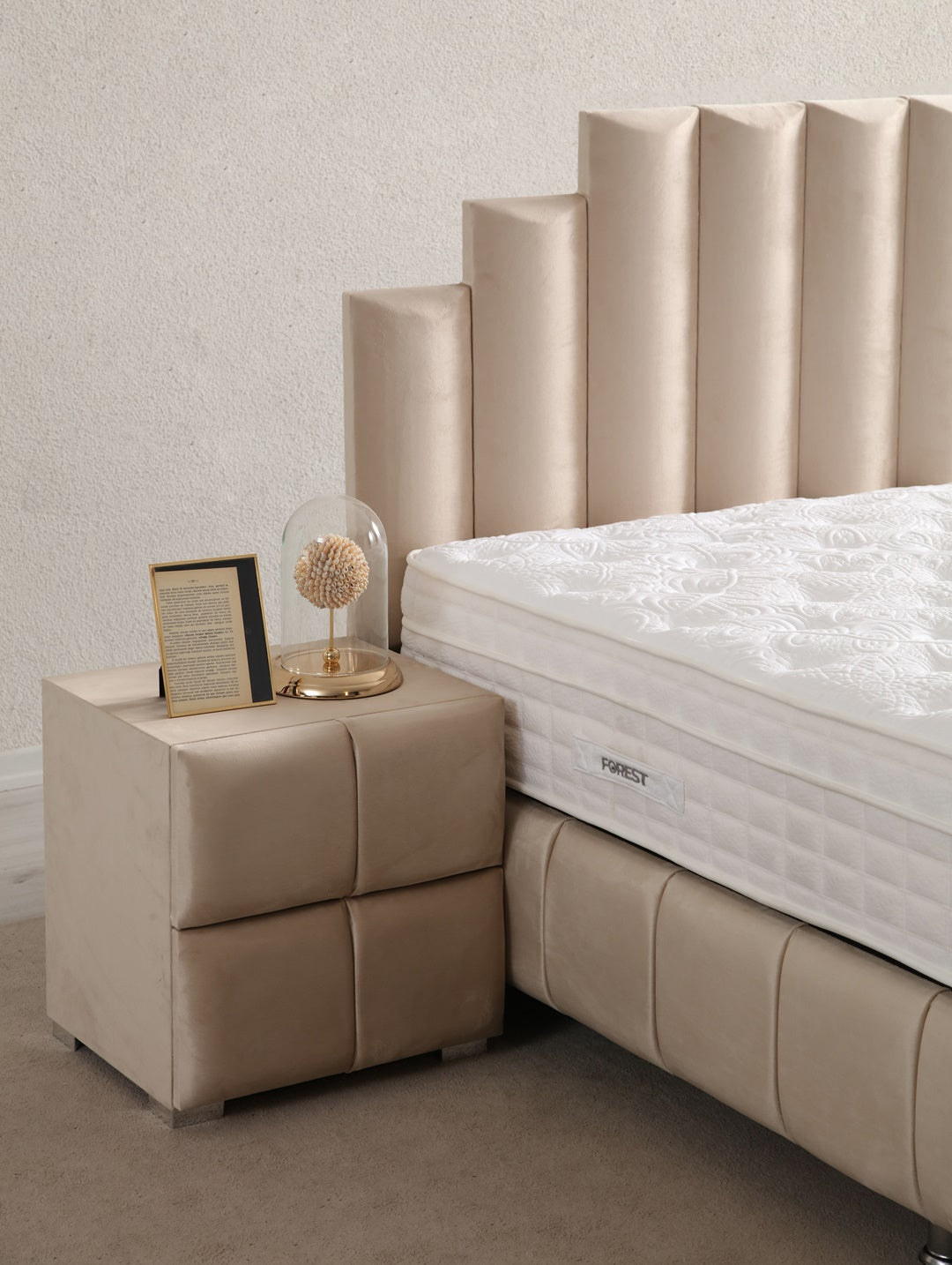 Lit Coffre POLO BEIGE - Velours