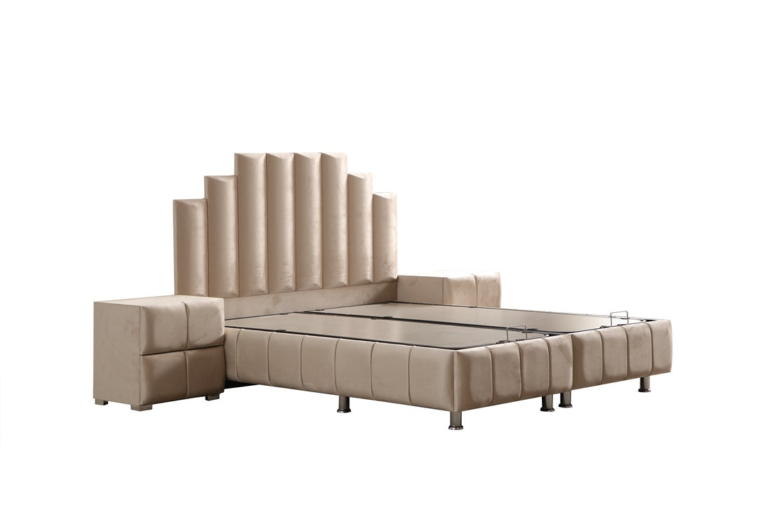 Lit Coffre POLO BEIGE - Velours