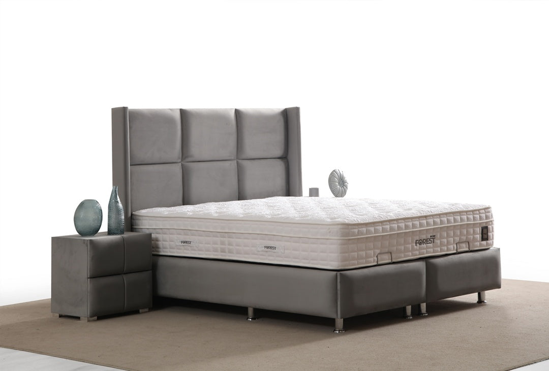 Lit Coffre RIO GRIS - Velours