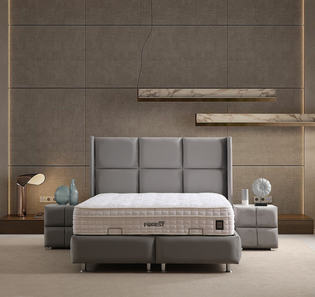 Lit Coffre RIO GRIS - Velours