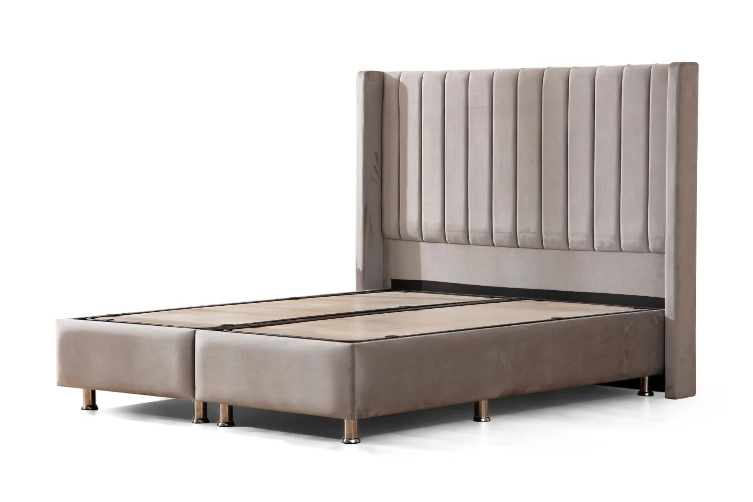 Lit Coffre SANA GRIS - Velours