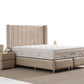 Lit Coffre SANA BEIGE - Velours