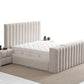 Lit Coffre TV Intégré CRAFTY BLANC CASSÉ - Chenille