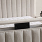 Lit Coffre TV Intégré CRAFTY BLANC CASSÉ - Chenille